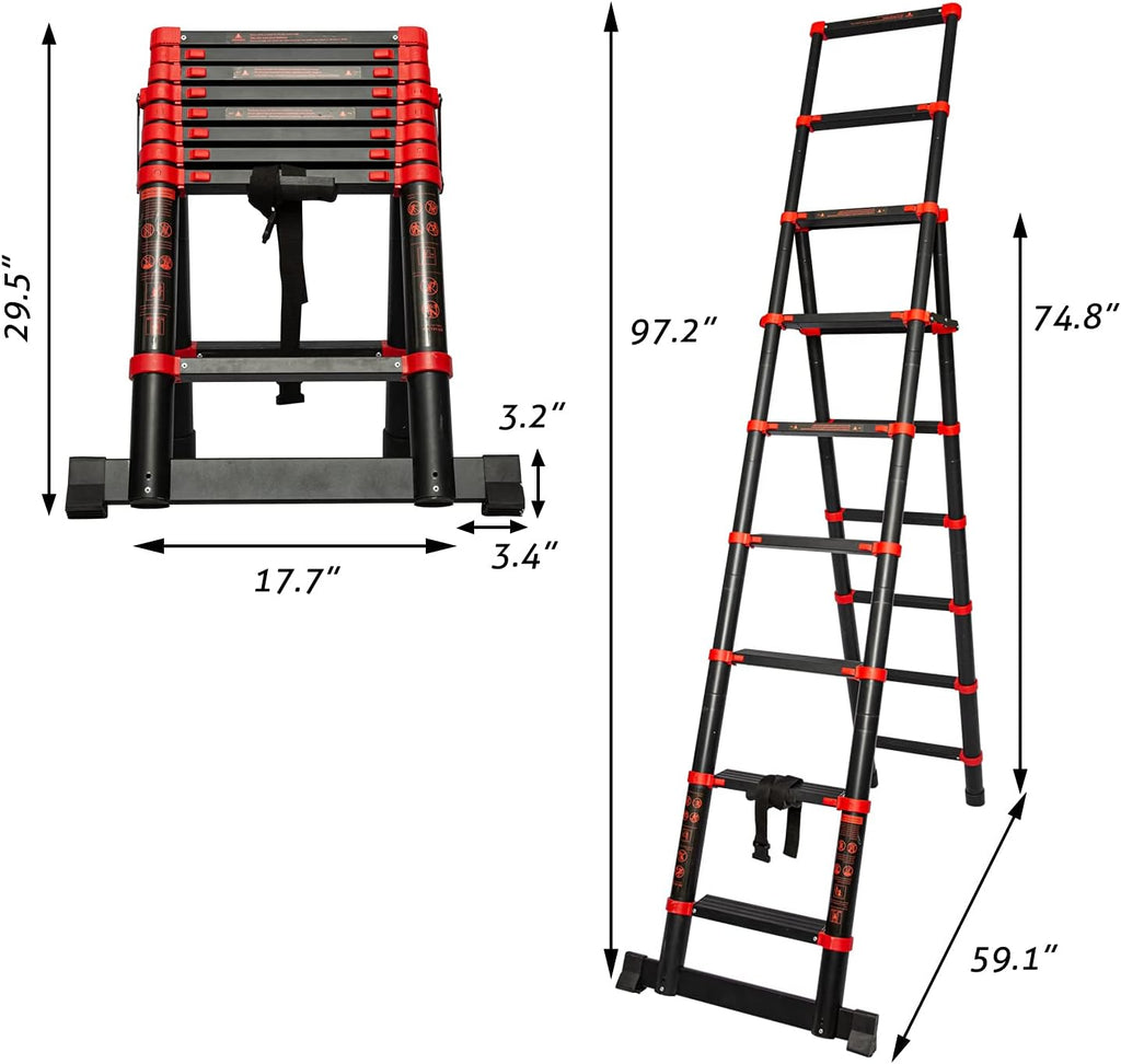 Telescopic Ladder 7+9 Aluminum A-Frame Extension Ladder, 330 Pound Capacity W42265