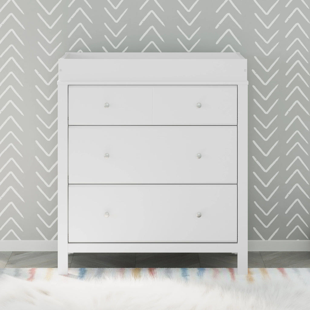 White 3 Drawer Changing Dresser U3908