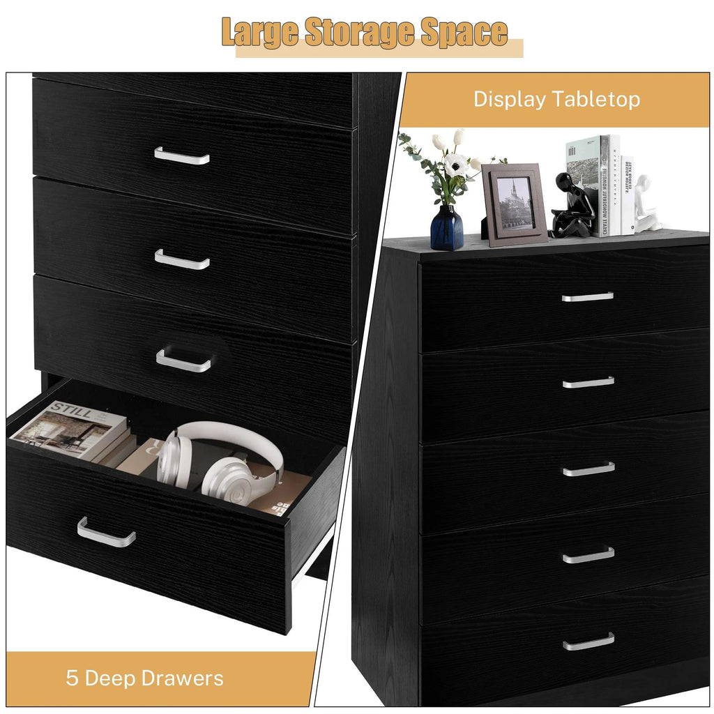 Black 5 Drawer Dresser T4864