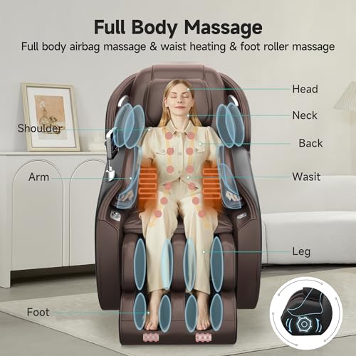 Brown Full Body Zero Gravity SL-Track Shiatsu Massage Recliner Chair D575277