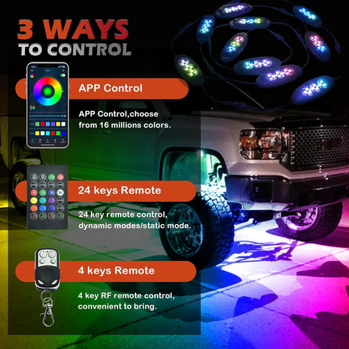 10 Pods RGB Rock Lights for Trucks SUV ATV UTV Off Road, Waterproof IP68 Z2511