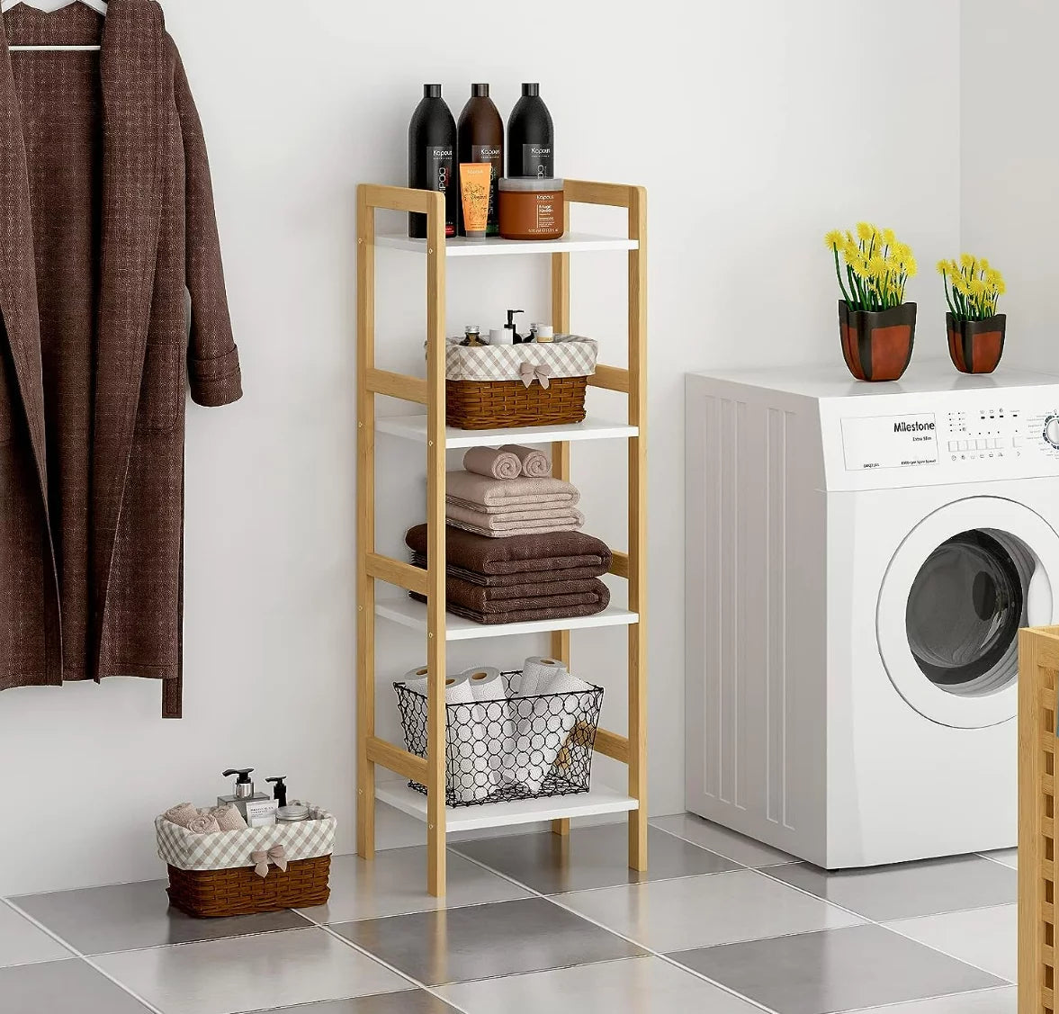4 Tier Bamboo Storage Shelf Bookshelf A4598