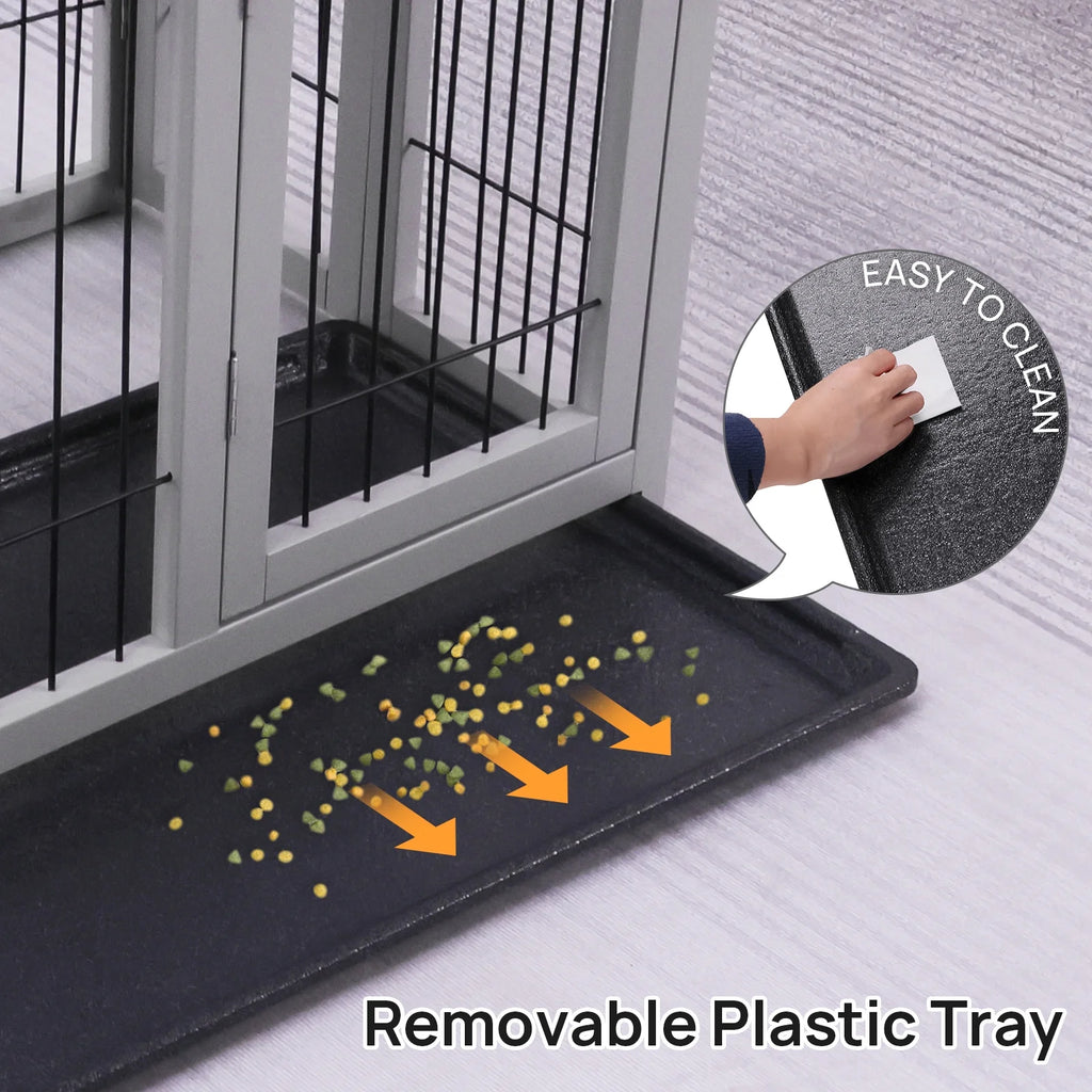 Gray Wooden Dog Crate Furniture C759031