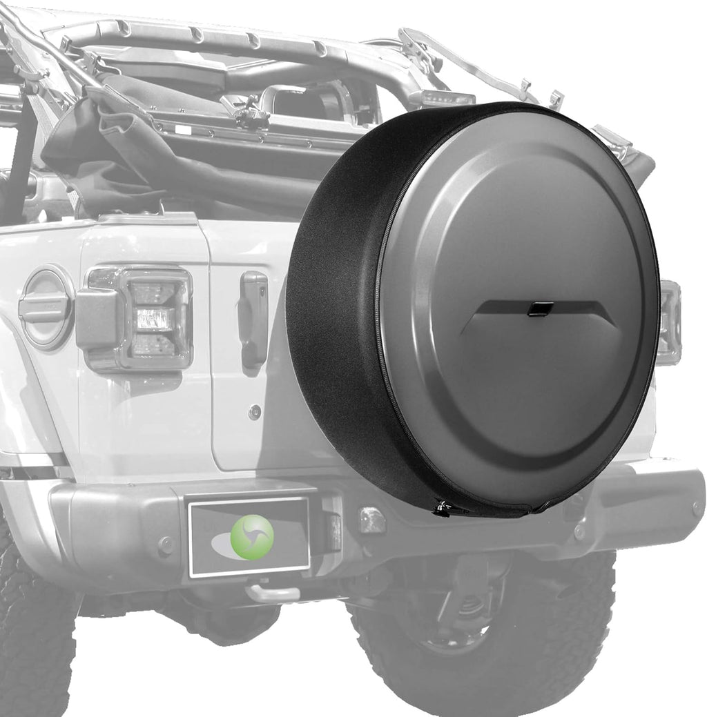 Bright White Painted Plastic Face Black Powder-Coated Ring Tire Cover A659822