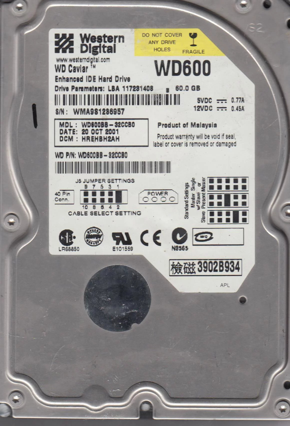 60GB IDE 3.5 Hard Drive D544