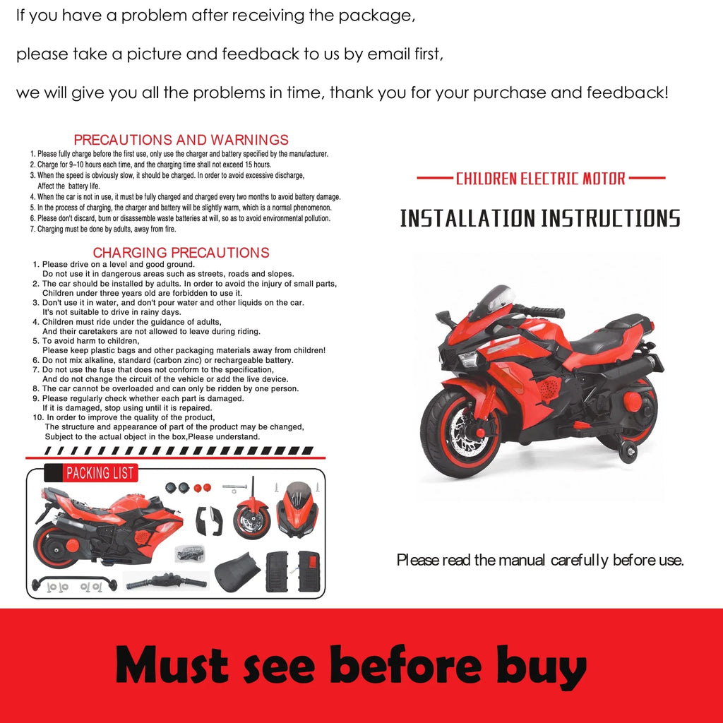 12V Kids Ride-On Motorcycle K1993