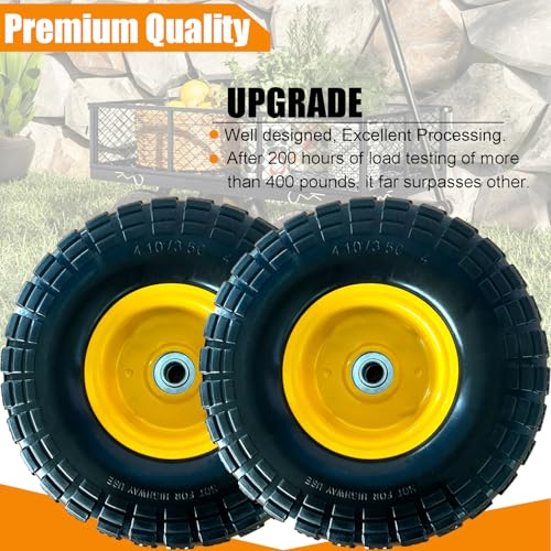 10" Flat Free Solid Tire and Wheel with 5/8" Bearings, 2 Pack R443012