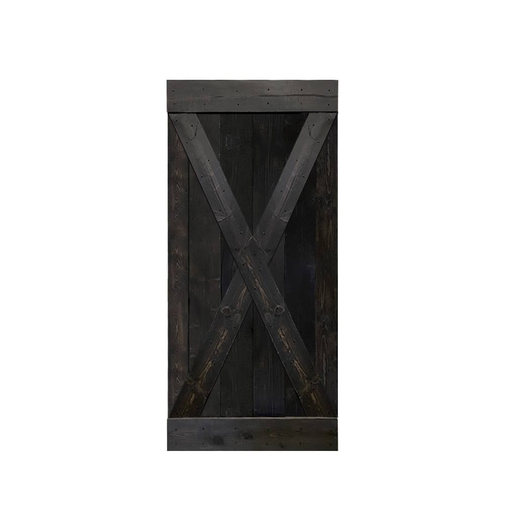 Solid Ocean Blue Stained Pine Wood Interior Sliding Barn Door Slab E30057