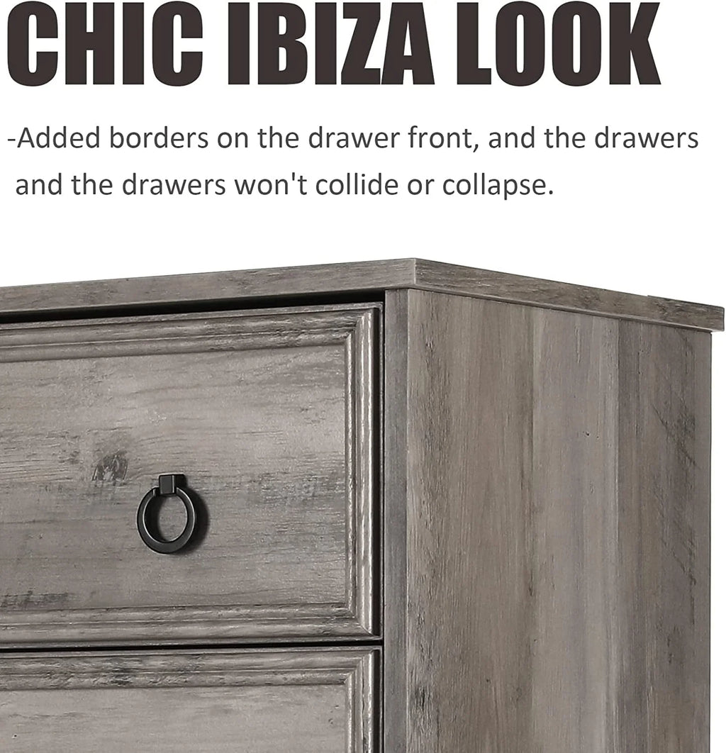 4 Drawer Gray Wood Dresser I786917