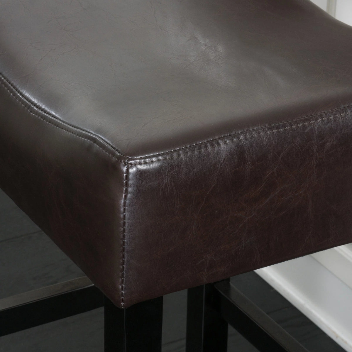 Brown Bonded Leather Backless Bar Stool Set of 2 M388525