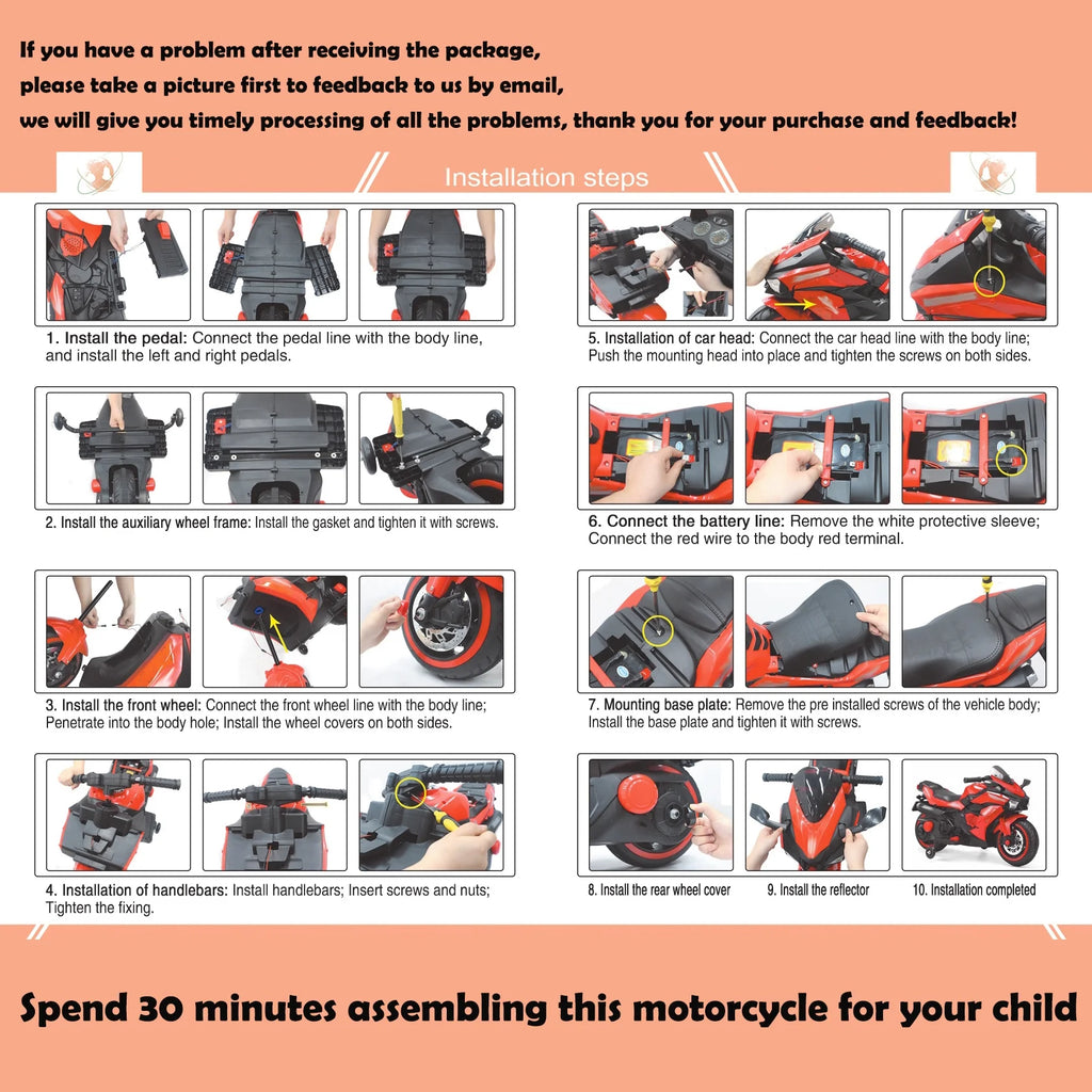 12V Kids Ride-On Motorcycle K1993