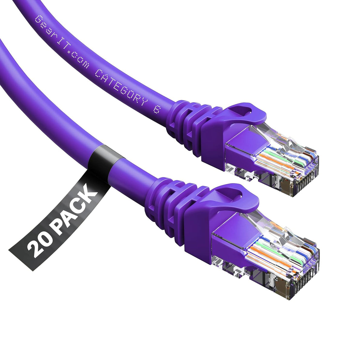 20-Pack Cat6 Patch Cable 5ft Purple Ethernet Cable K8830