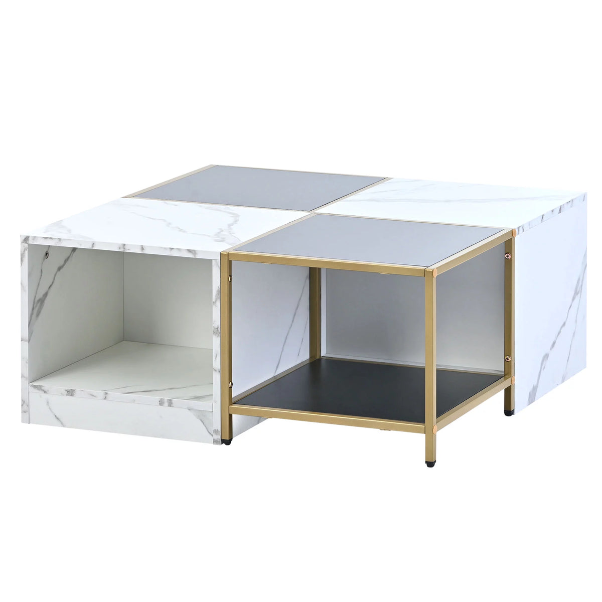 High Gloss White Marble Coffee Table with Metal Frame M508469