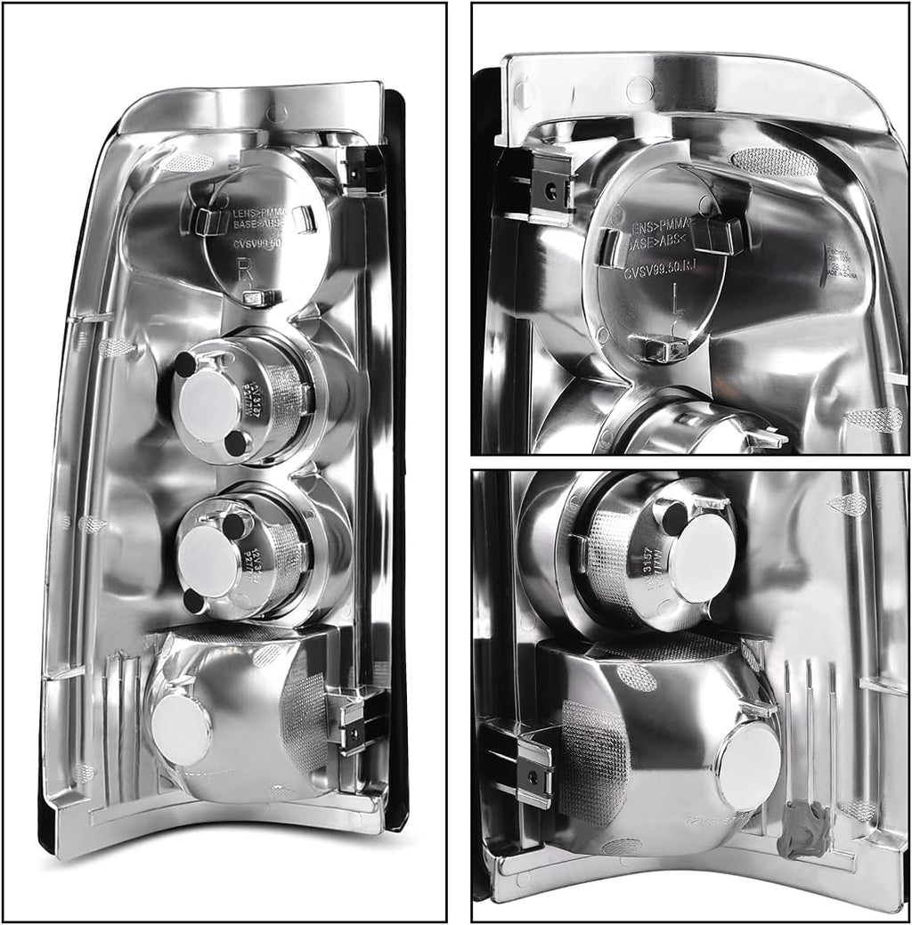 Black Housing Replacement Headlights + Red Lens Taillights Combo I26270