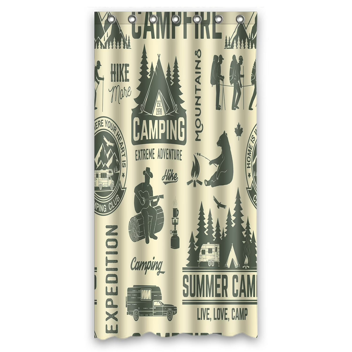Shower Curtain And Hooks 36x72 Inch I6383