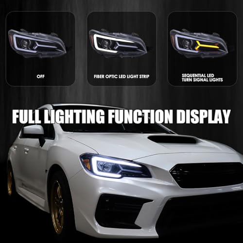 Black Projector Headlights with Sequential LED Turn Signal, L + R Pair Headlamp Assembly D5650