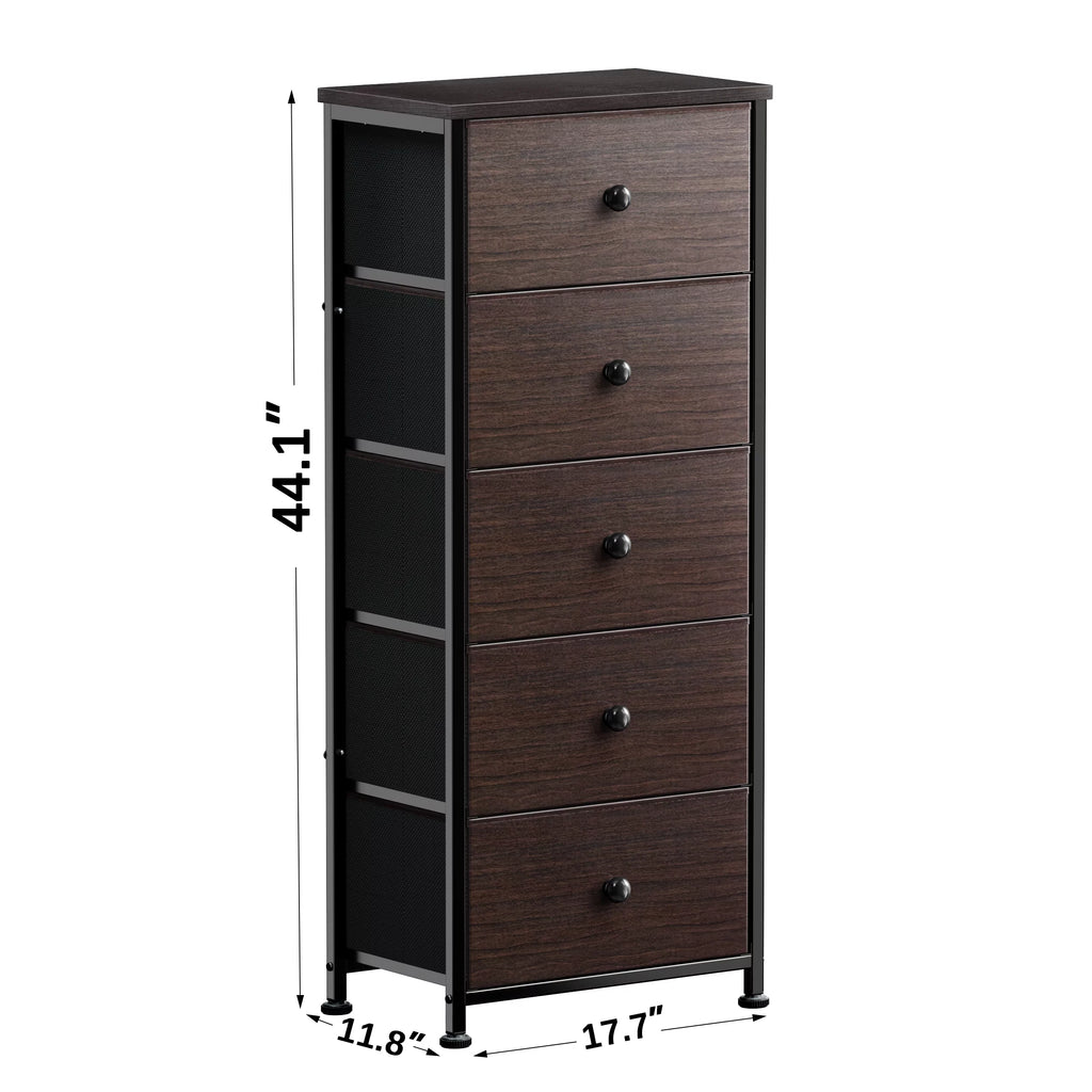 5 Drawer Faux Leather Dresser with Wooden Top O60530