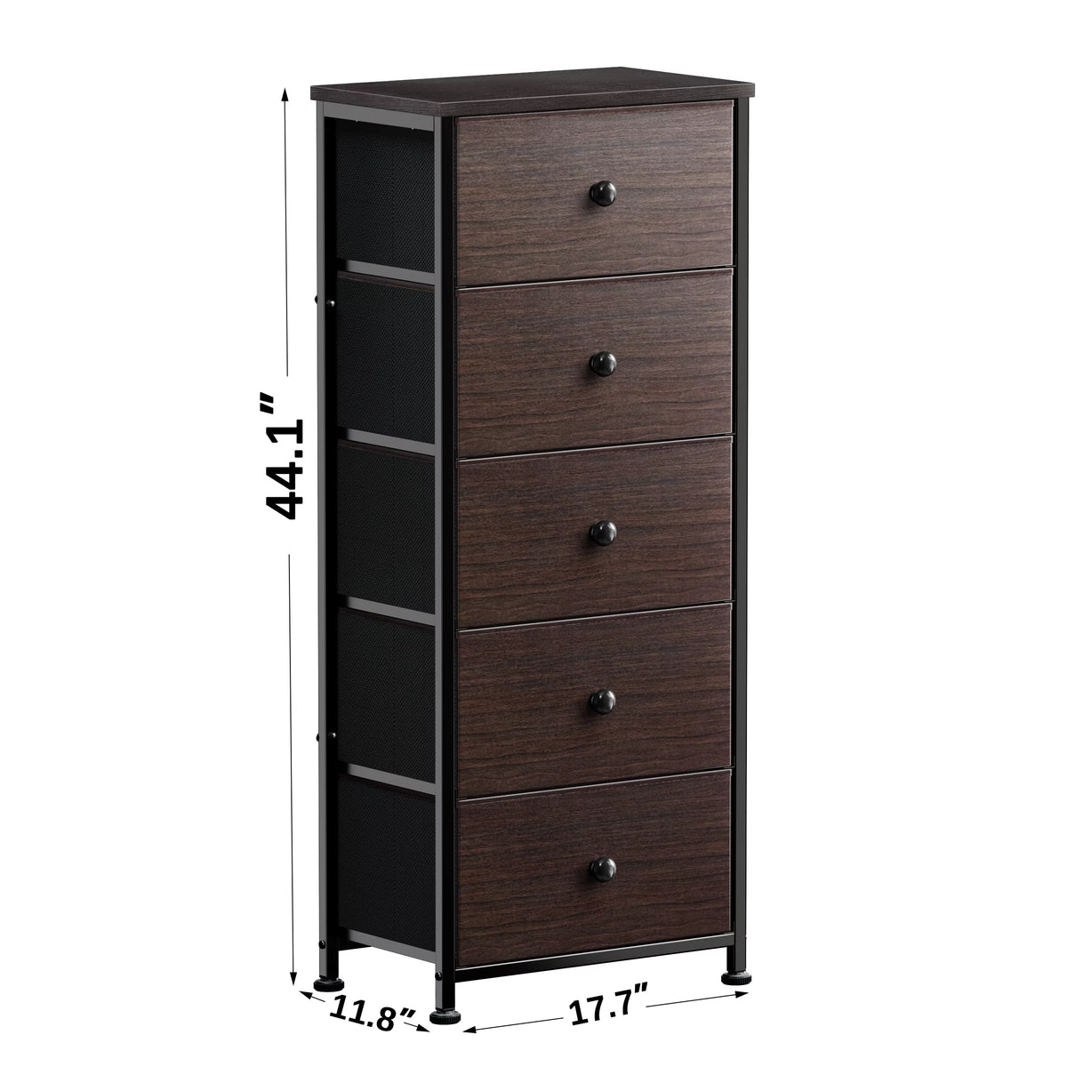 5 Drawer Faux Leather Dresser with Wooden Top O60530