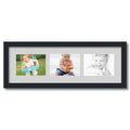 Satin Black 3 Opening Collage Picture Frame for 5x7 Photos with Grey Candlewick Mat G30756