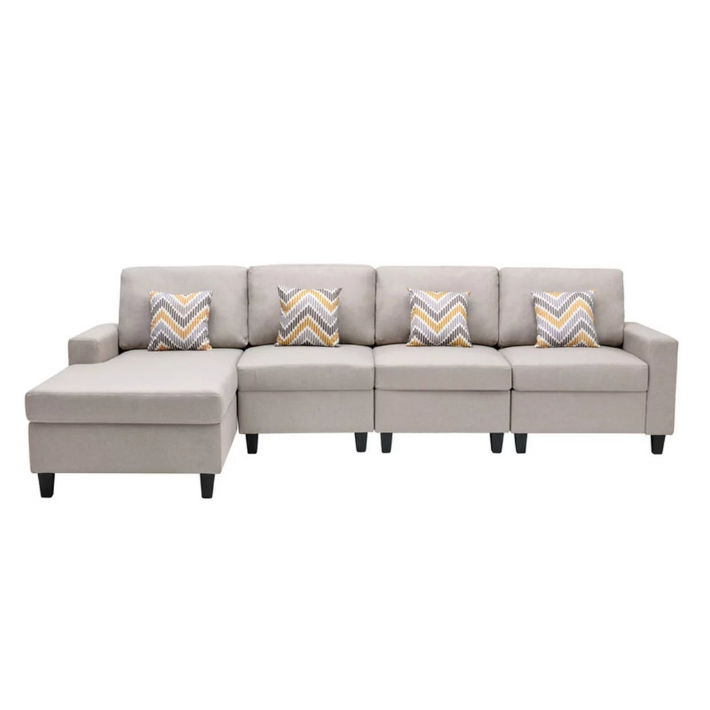 4pc Reversible Sectional Chaise Sofa with Pillows A6615