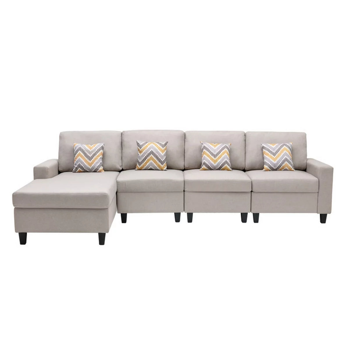 4pc Reversible Sectional Chaise Sofa with Pillows A6615