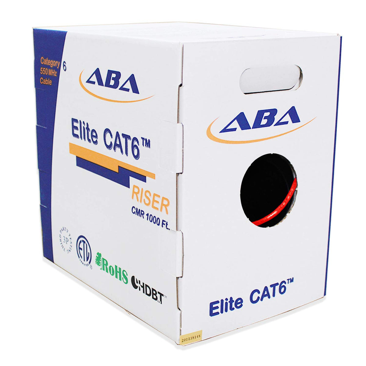 Cat6 Riser Ethernet Cable 1000ft Blue UTP 23AWG Solid Bare Copper Bulk LAN Cable Y74386