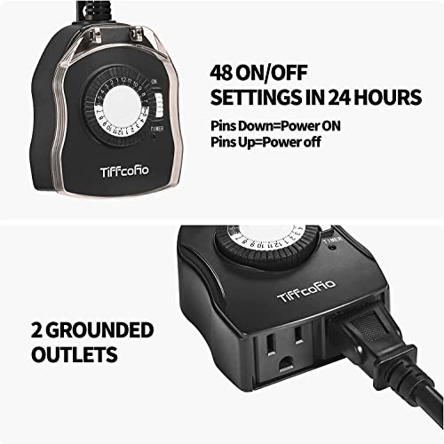 24 Hour Mechanical Outdoor Timer, 2 Grounded Outlets, 15A 1/2HP H722