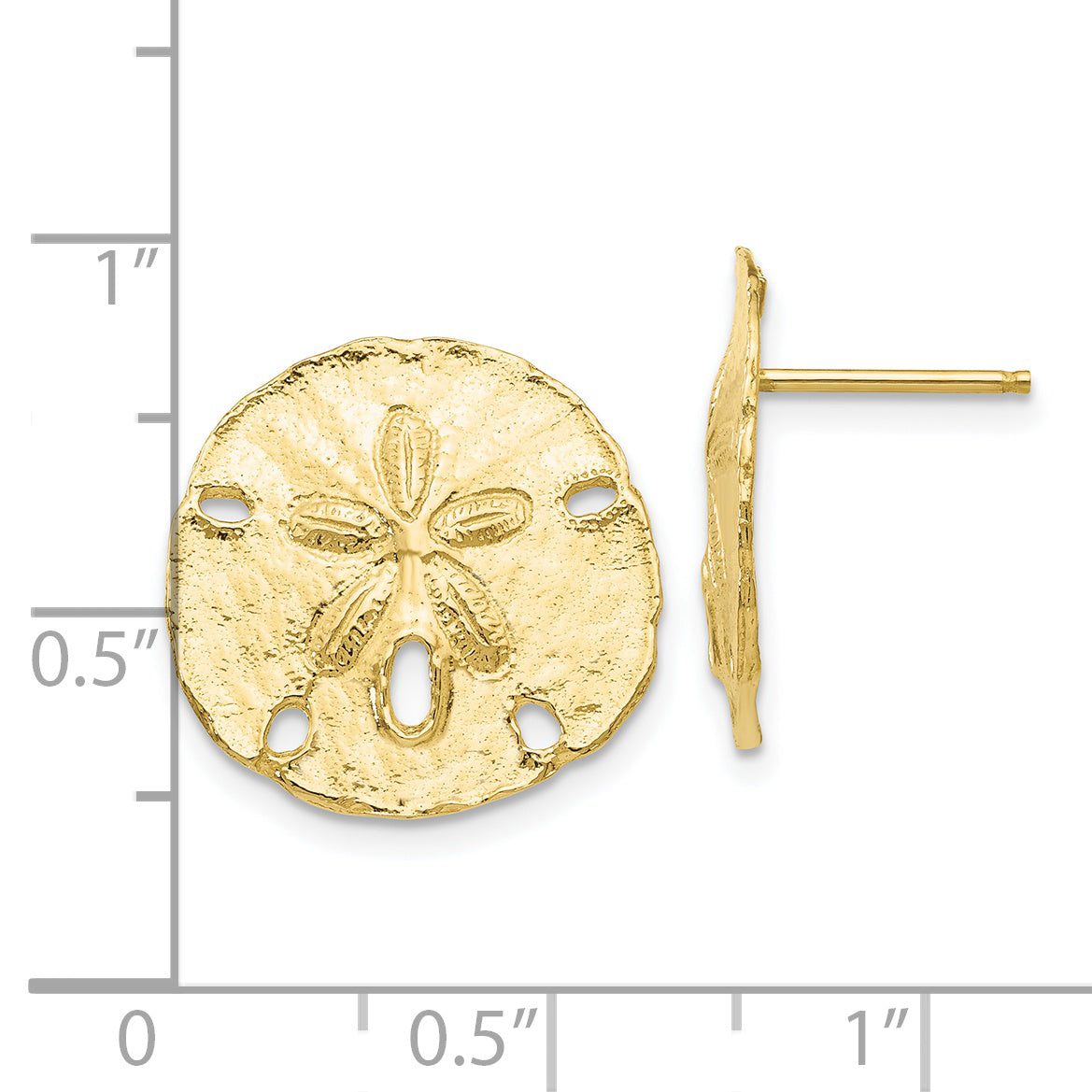 10K Yellow Gold Sanddollar Post Earrings X182