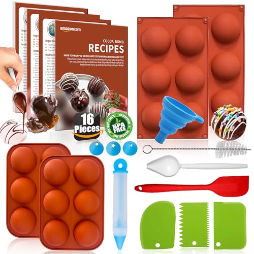Silicone Molds Kit with 8-Piece Tools, Reusable Non-Stick Semi Sphere Mold F227311