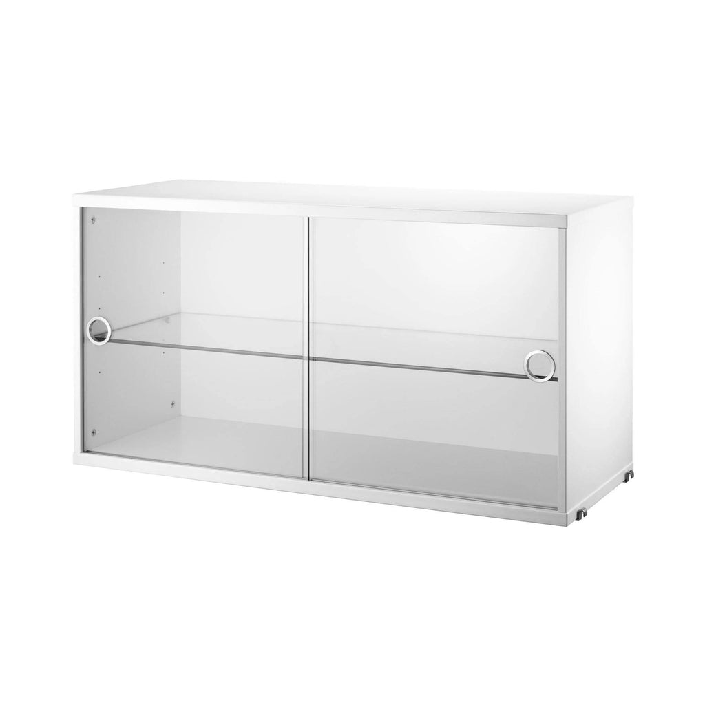 White String Display Cabinet with Sliding Glass Doors K90404
