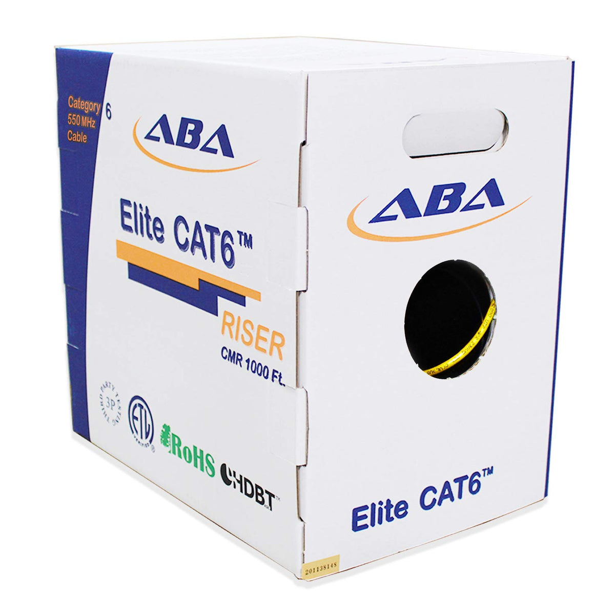 Cat6 Riser Ethernet Cable 1000ft Blue UTP 23AWG Solid Bare Copper Bulk LAN Cable Y74386
