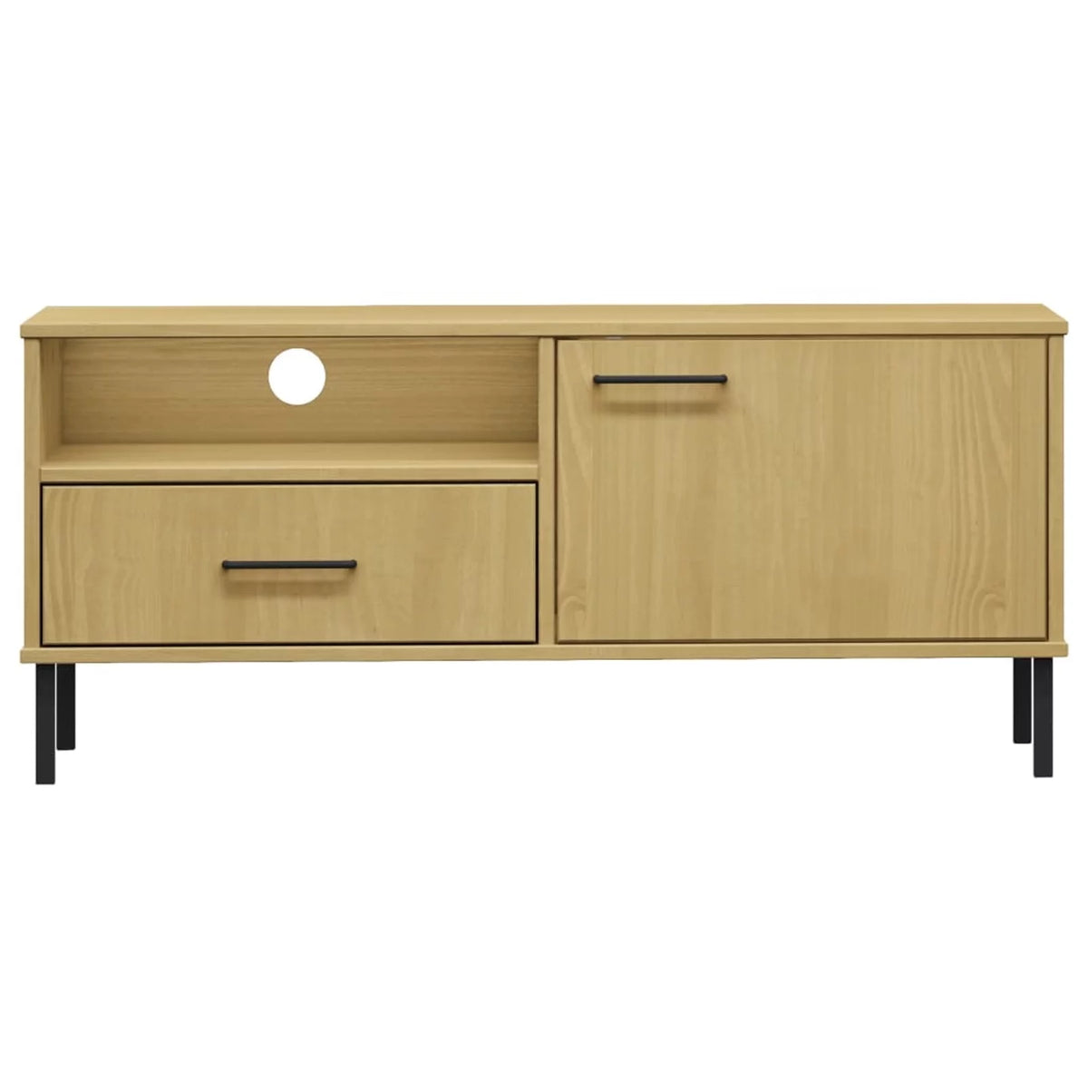 Pine Wood TV Cabinet with Storage Drawer, Door and Shelf B860