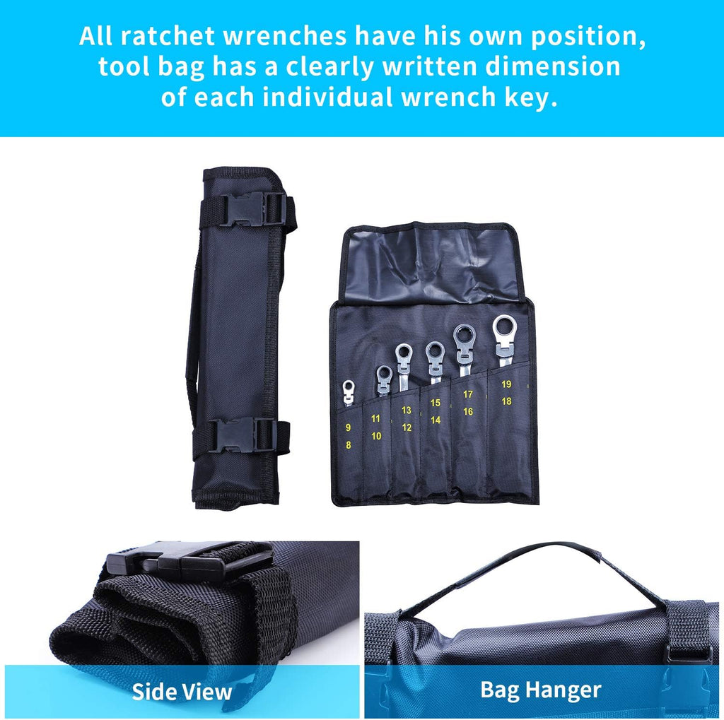 8-19mm Chrome Vanadium Steel Ratchet Wrench Set with Organizer Pouch, 6-Piece Pack of 2 Q6830