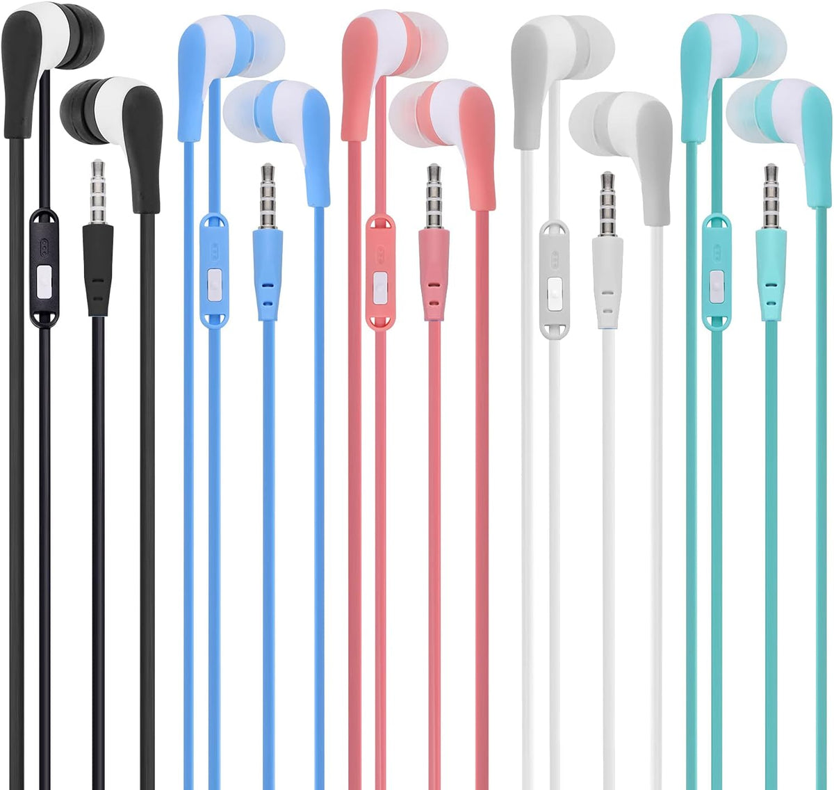 50 Pack Colourful Kids Earbuds with Microphone K884088