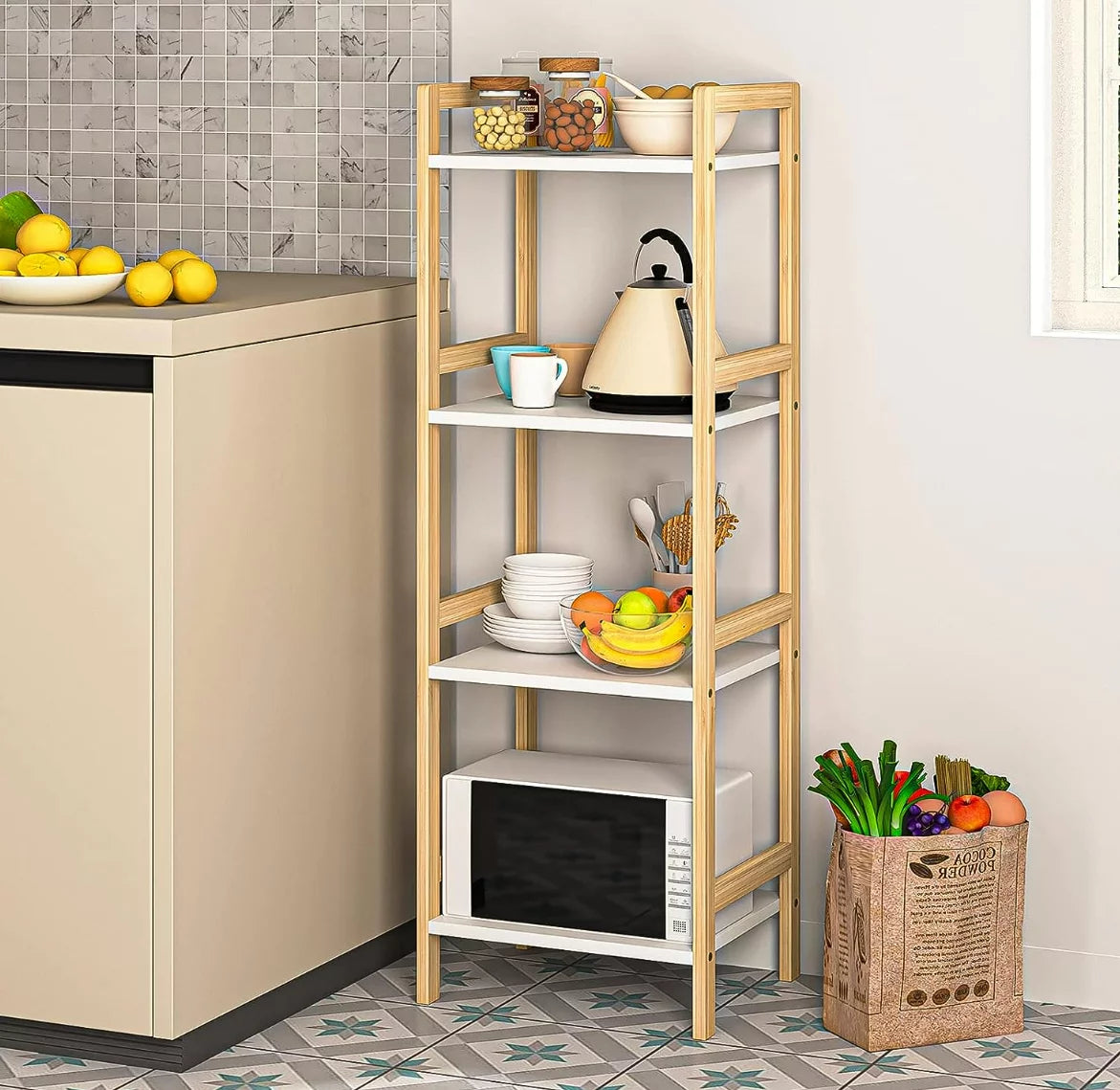 4 Tier Bamboo Storage Shelf Bookshelf A4598