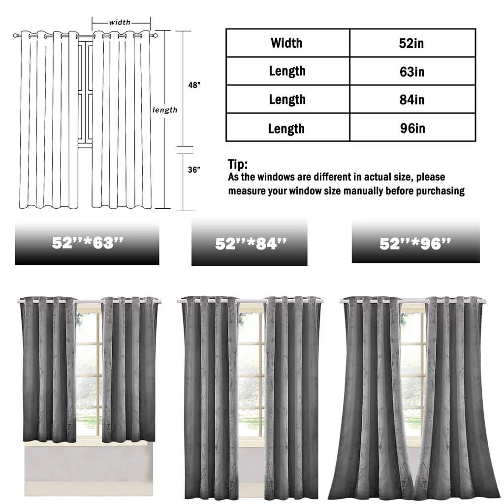 2 Piece Blackout Velvet Curtains Y6854