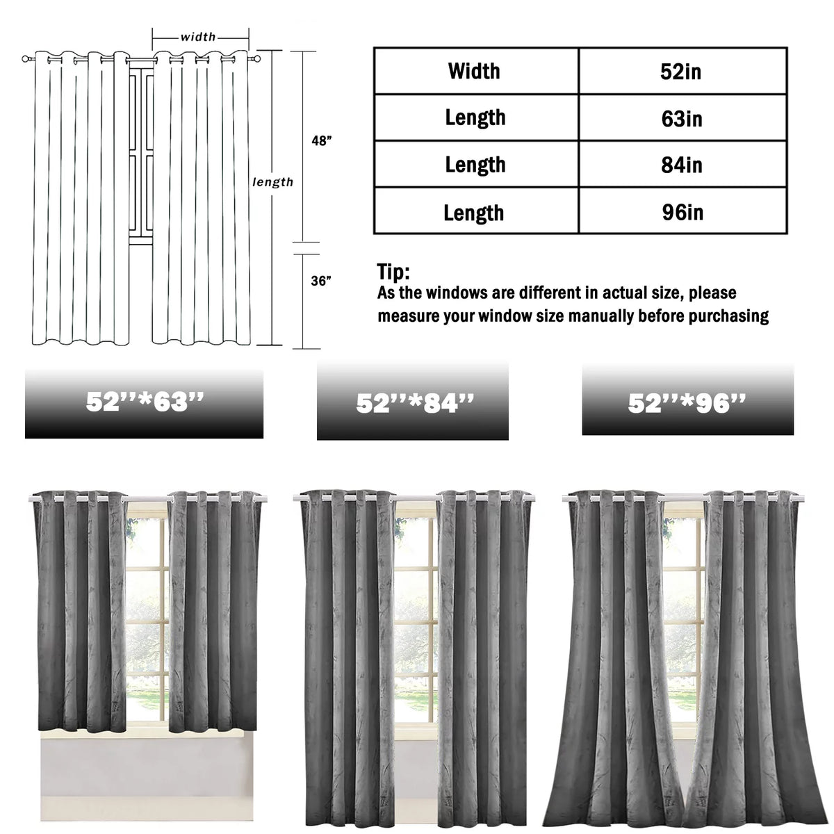 2 Piece Blackout Velvet Curtains Y6854