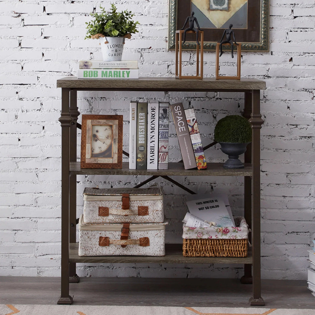 3-Tier Rustic Industrial Bookshelf Y362