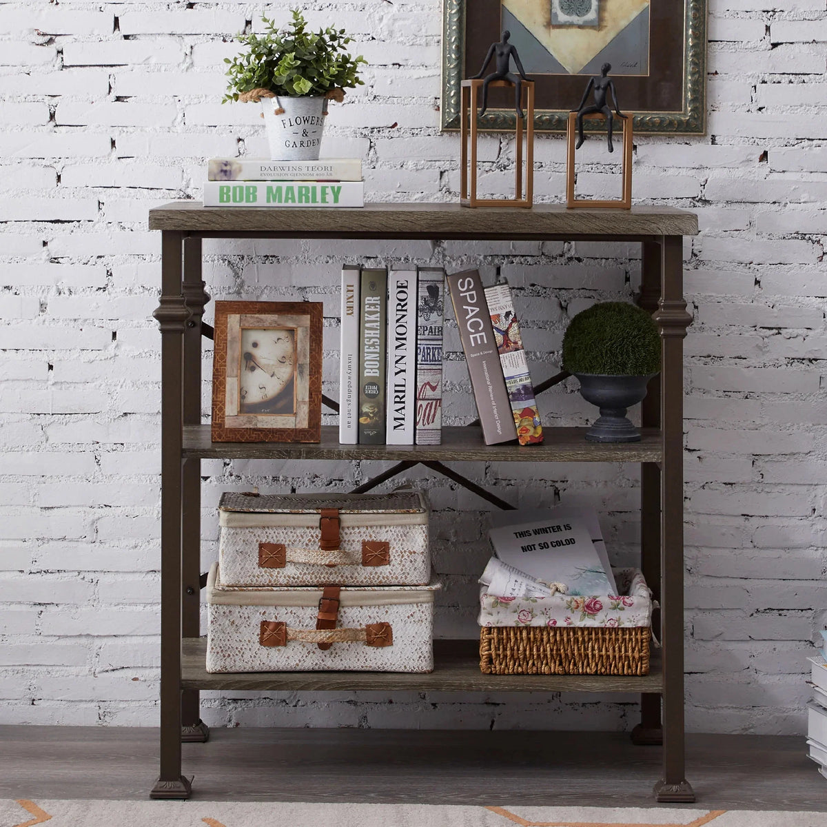 3-Tier Rustic Industrial Bookshelf Y362