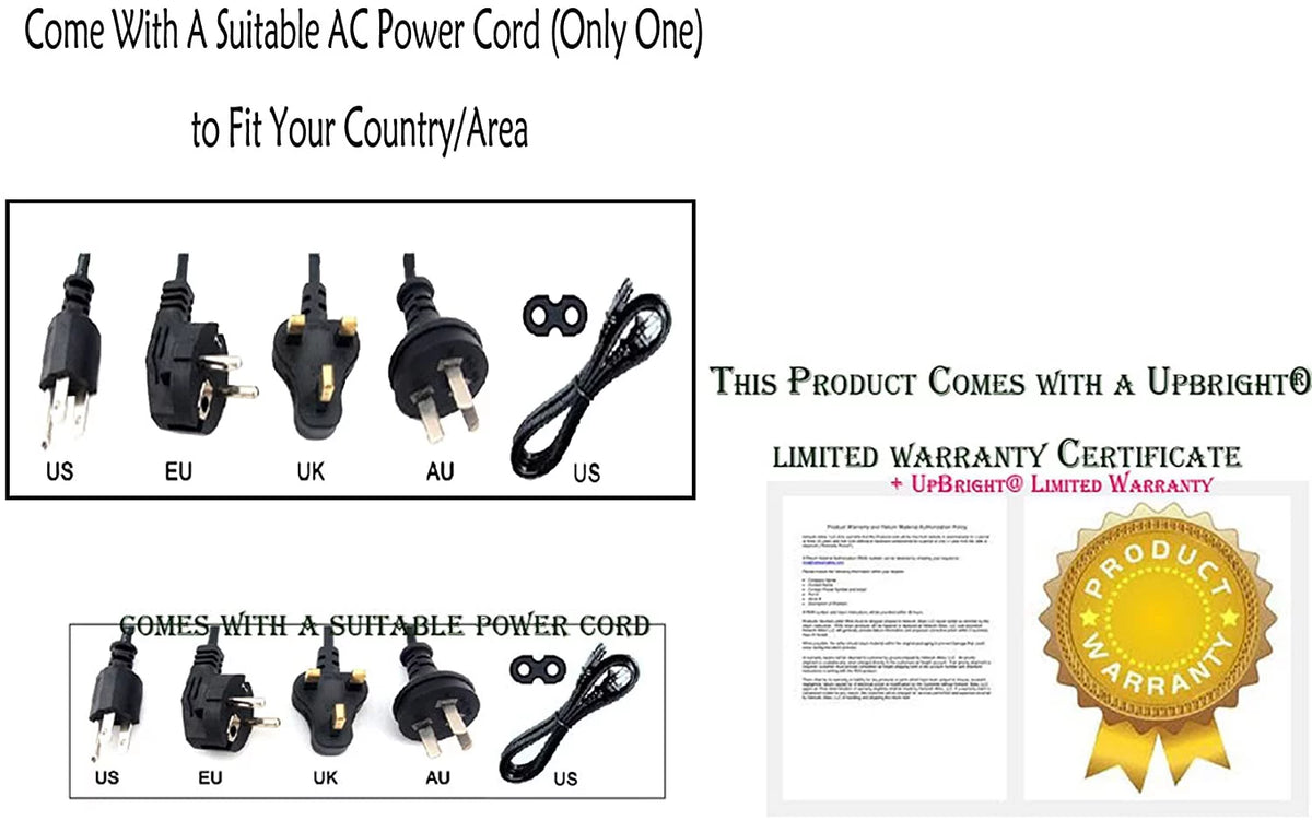 Switching Power Supply Cord Cable PS Charger with Barrel Round Plug Tip E3895