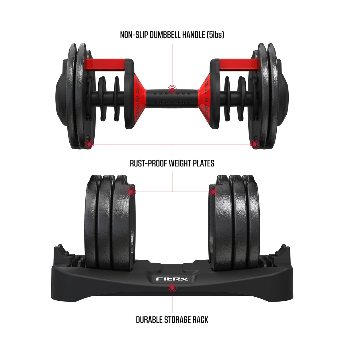 Adjustable Dumbbell 10-90 lbs Black W912