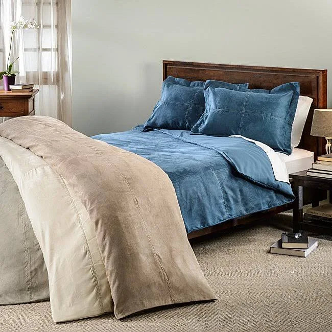 King Grey Oversized MicroSuede Duvet Cover Set G3502
