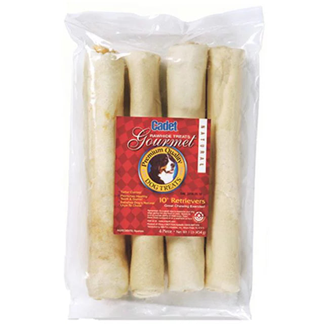 10 in. Beef Natural Rawhide Bone 4 Pack L26136