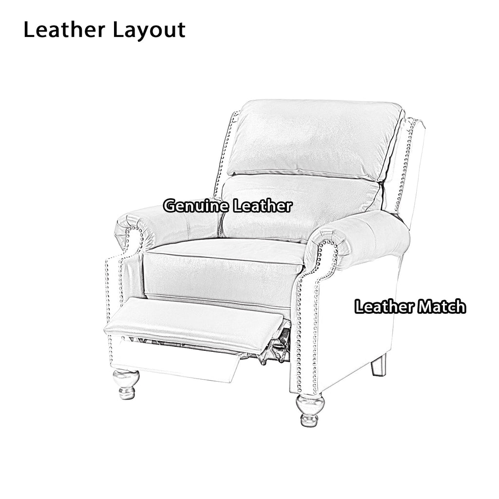 Camel Genuine Leather Recliner Chair with Wood Legs M418