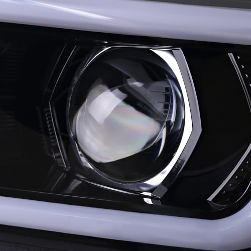 Black Projector Headlights with Sequential LED Turn Signal, L + R Pair Headlamp Assembly D5650