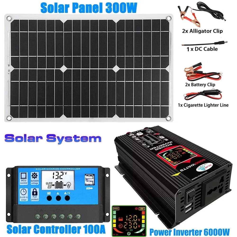 300W Solar Panel Kit with Controller and Power Inverter G942693